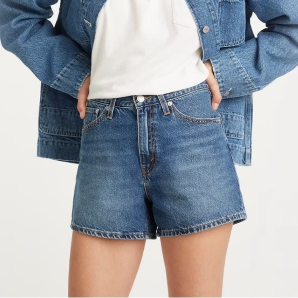 Levi's Mom Shorts Womens‎ 24 Blue NWT High Waisted Denim Medium Wash Casual